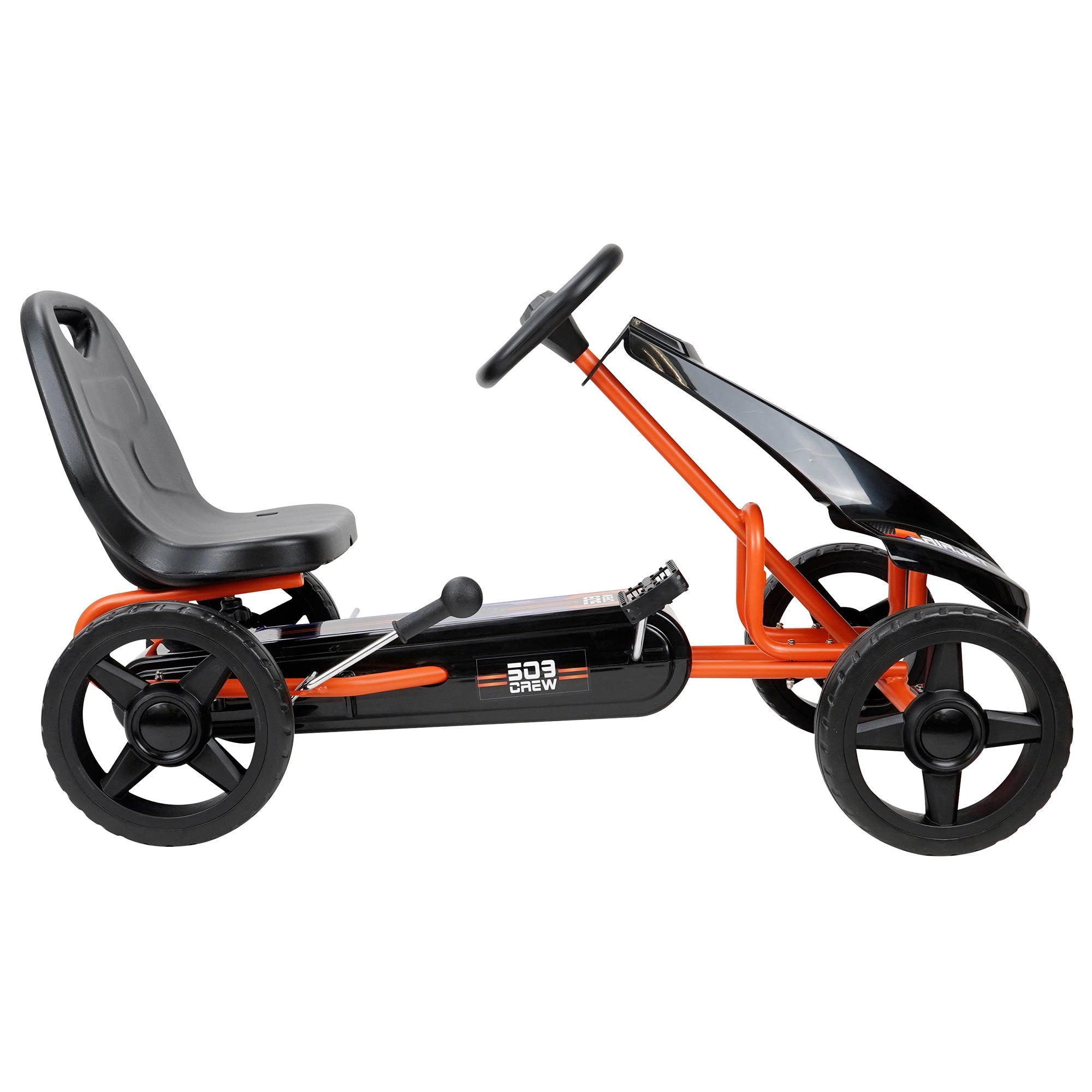  509 Crew Air Jet Pedal Go Kart - Orange - Kids, Sporty Graphics on The Front Fairing, Adjustable Bucket Seat, 4 Spoke Rims w/ 10