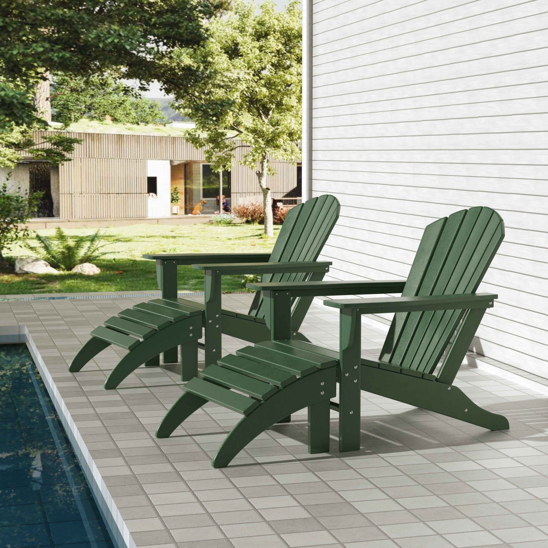  Westin Furniture Altura Outdoor Adirondack Chair With Ottoman 4-Piece Set - Dark Green - Bonton