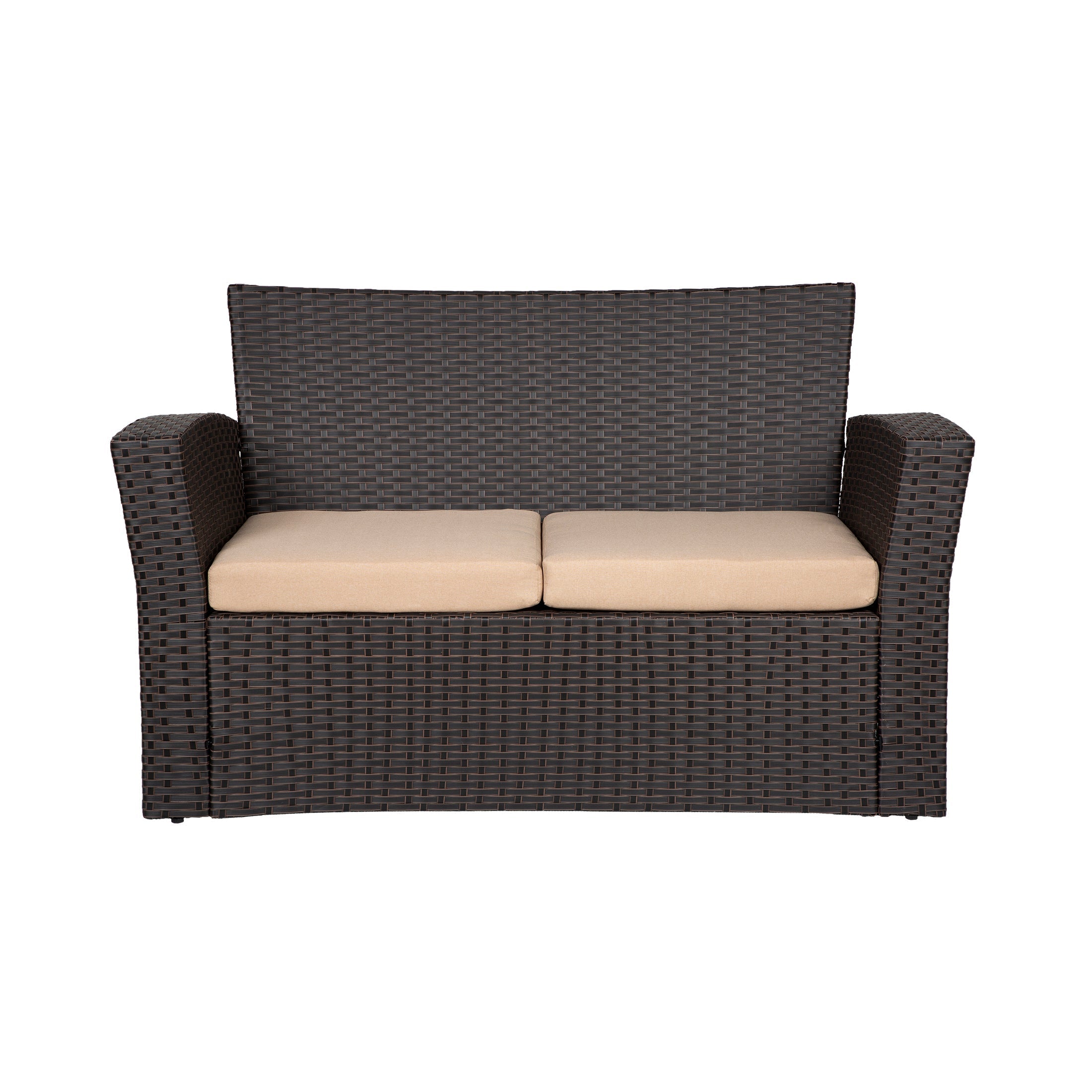  Westin Furniture 4-Piece Conversation Outdoor Patio Sofa Set with Cushions - Brown/Beige - Bonton