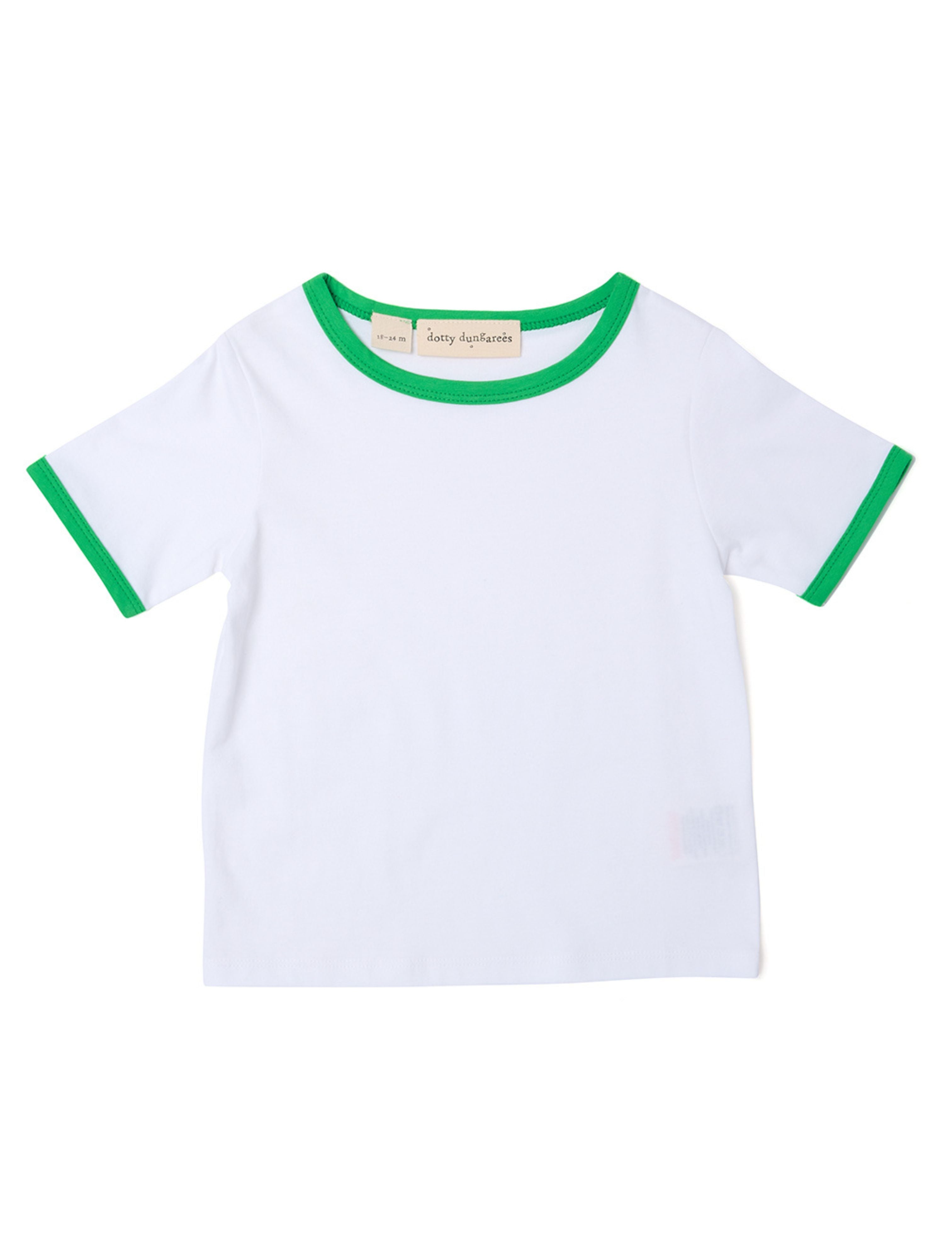  Dotty Dungarees Short Sleeve Cotton Ringer Jack Tee - Mint Green - Bonton