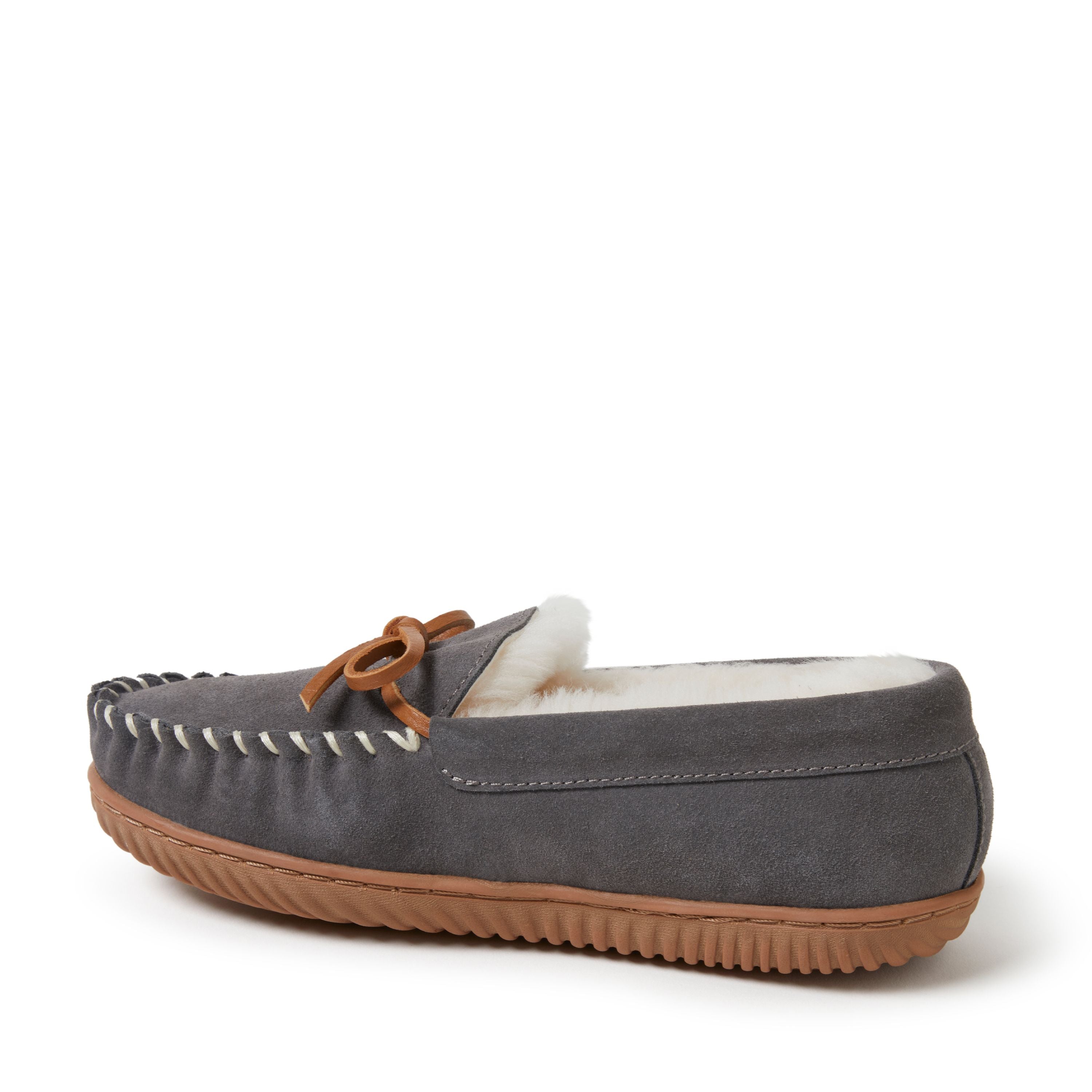  Dearfoams Fireside by Women's Alice Springs Shearling Indoor/Outdoor Moccasin Slipper - Grey - Bonton