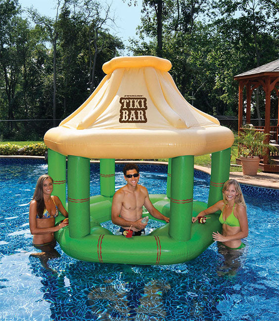  Inflatable Floating Tropical Tiki Bar for Swimming Pool 7.5-Feet - Green - Bonton