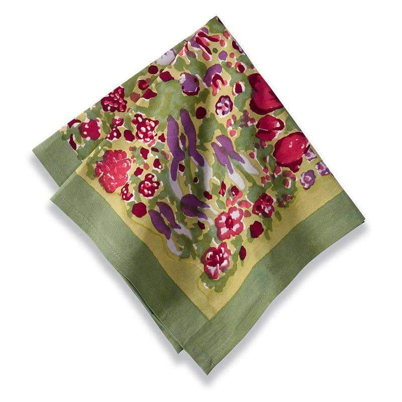  Couleur Nature Jardin Red/Green Napkins Set of 6 - Red/Green - Bonton