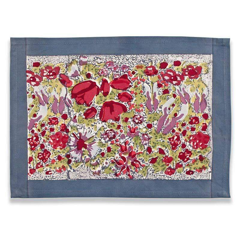  Couleur Nature Jardin Red/Grey Placemats Set of 6 - Red/Grey - Bonton