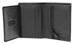 Leather Bi-fold Rifd Minimalist Wallet with Zipper Pocket