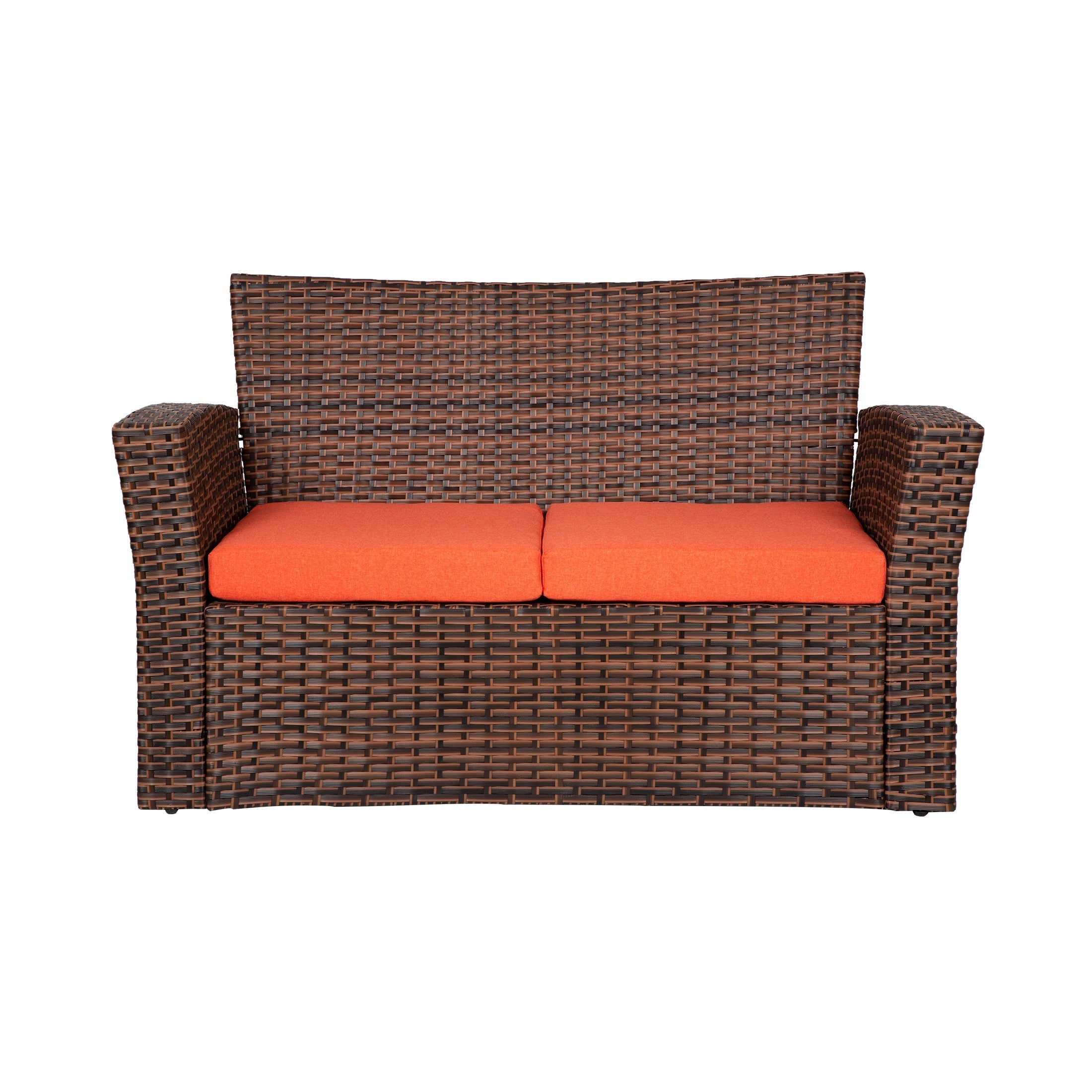  Westin Furniture 4-Piece Conversation Outdoor Patio Sofa Set with Cushions - Gray/Orange - Bonton