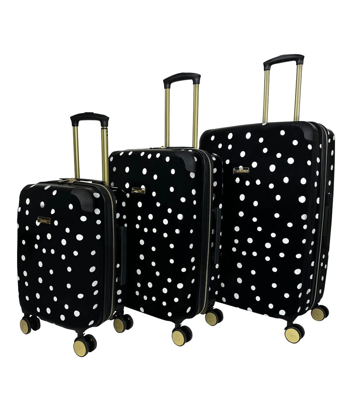  Jenni Chan Polka Dot 3-Piece Hardside Spinner Set - Black - Bonton