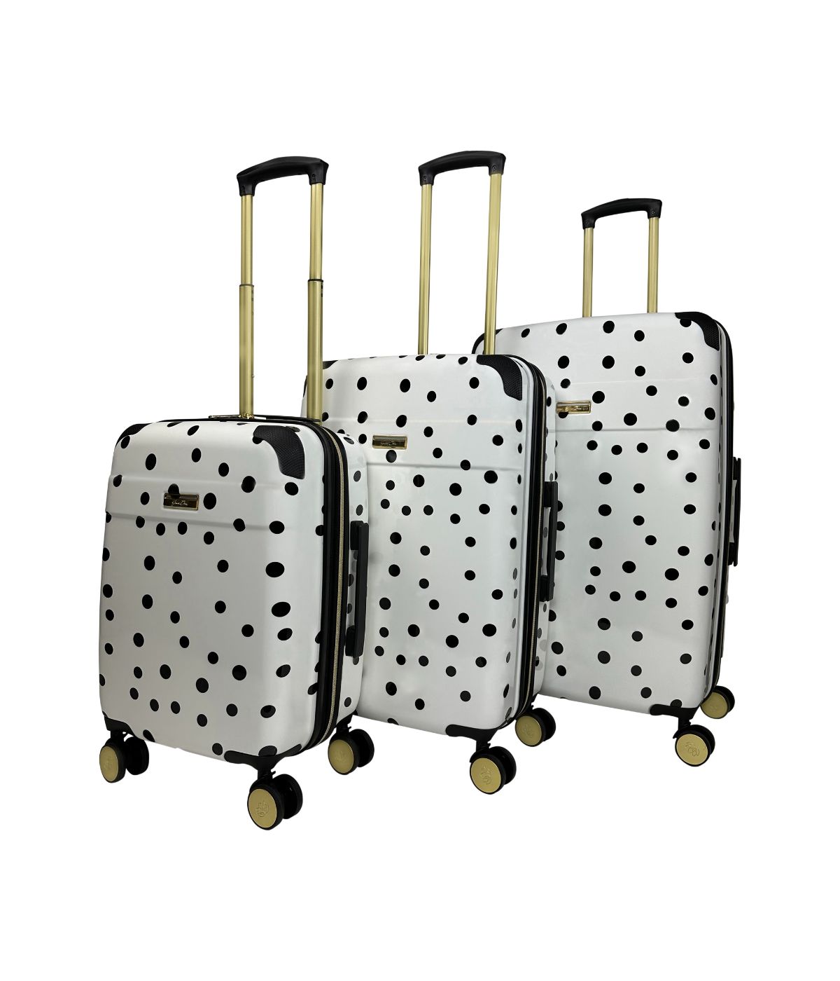  Jenni Chan Polka Dot 3-Piece Hardside Spinner Set - White - Bonton