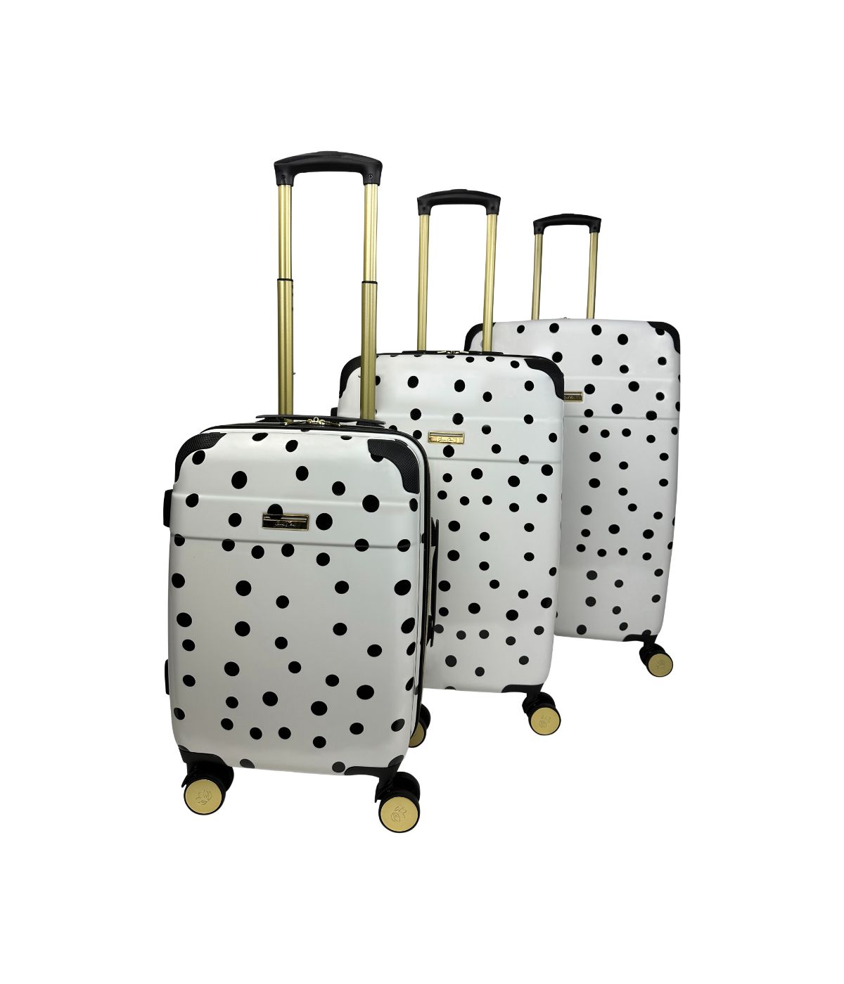  Jenni Chan Polka Dot 3-Piece Hardside Spinner Set - White - Bonton