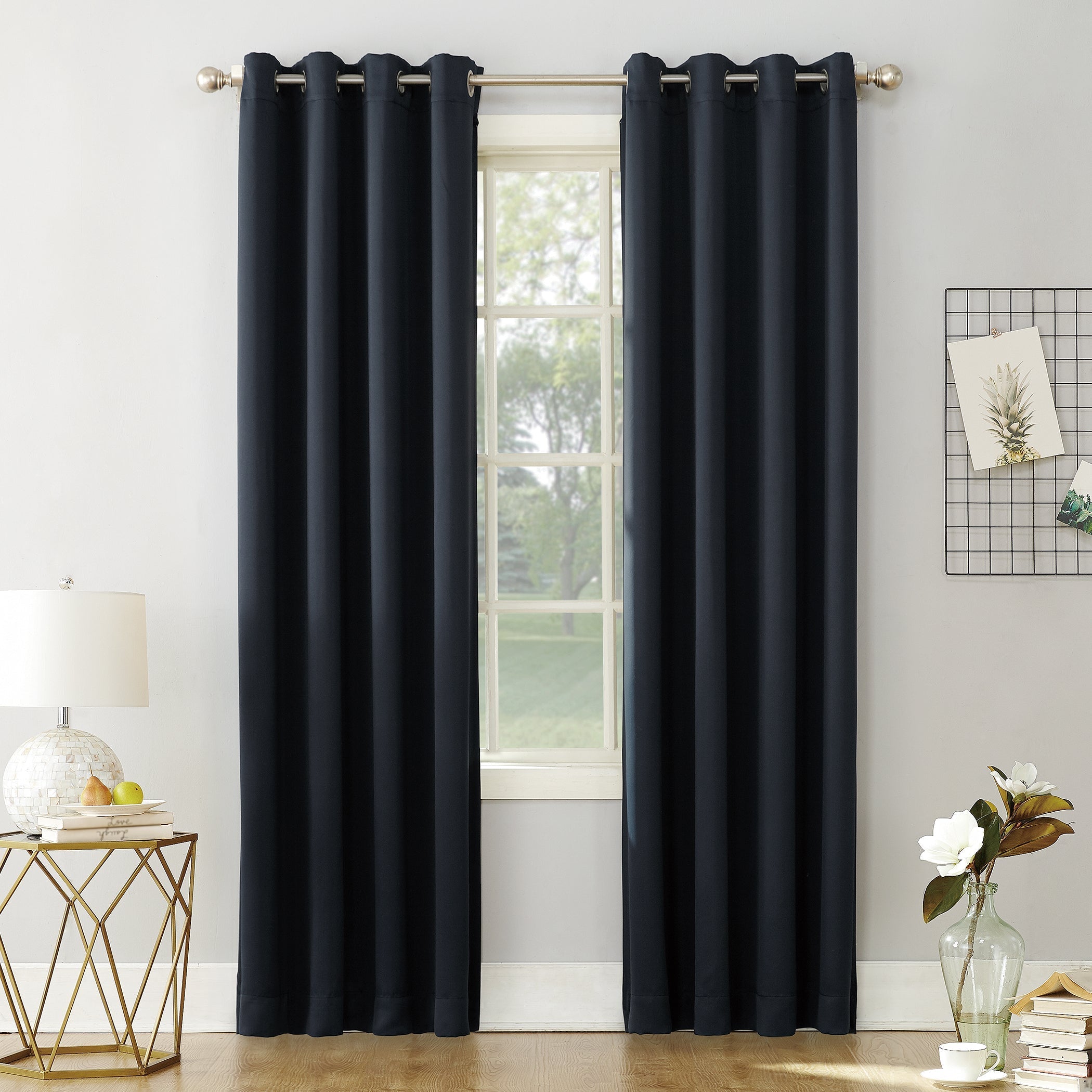  Brenton Energy Saving Blackout Grommet Curtain Panel - Charcoal - Bonton