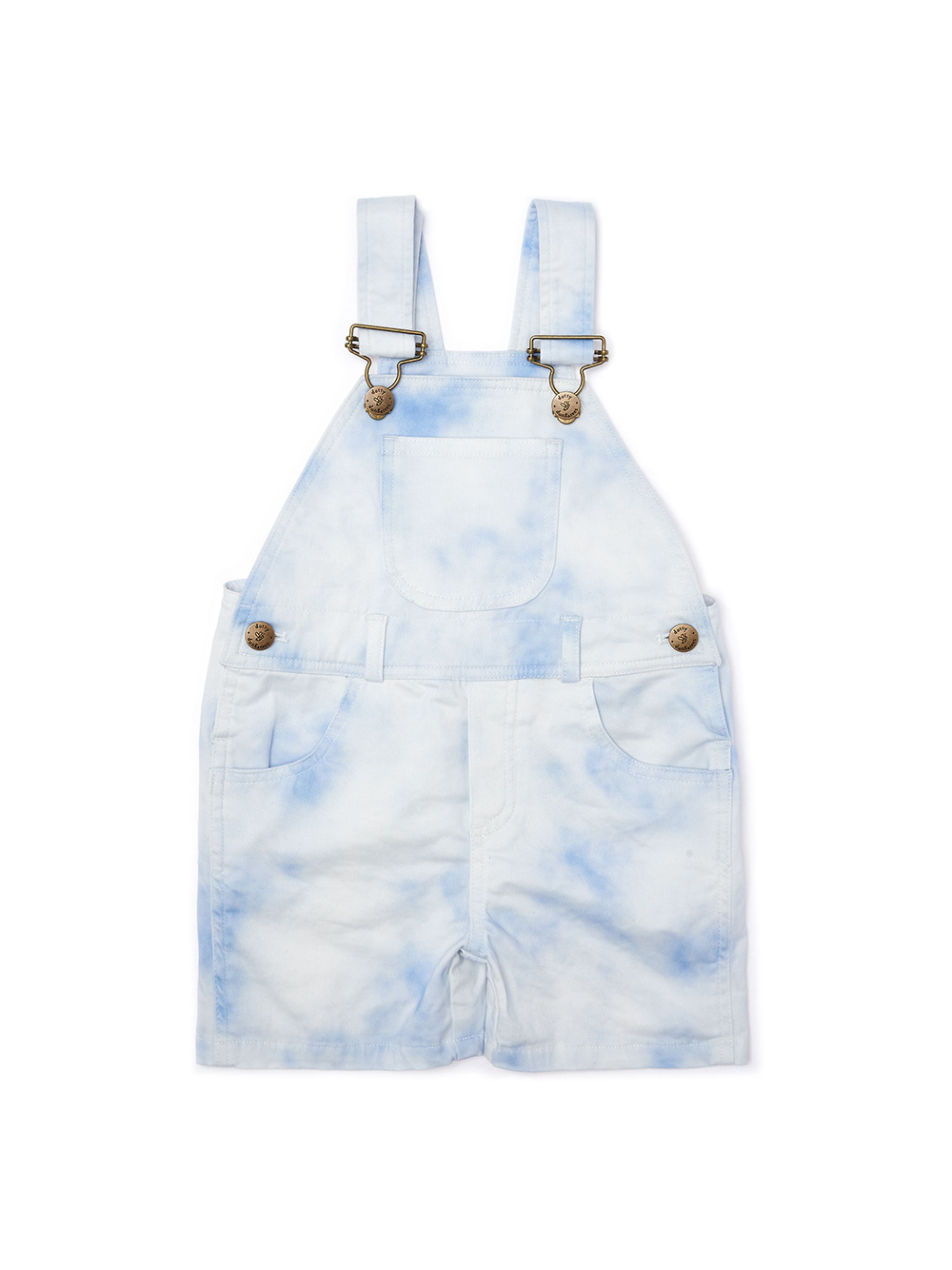  Dotty Dungarees Tie Dye Overall Shorts - Rainbow Multi - Bonton