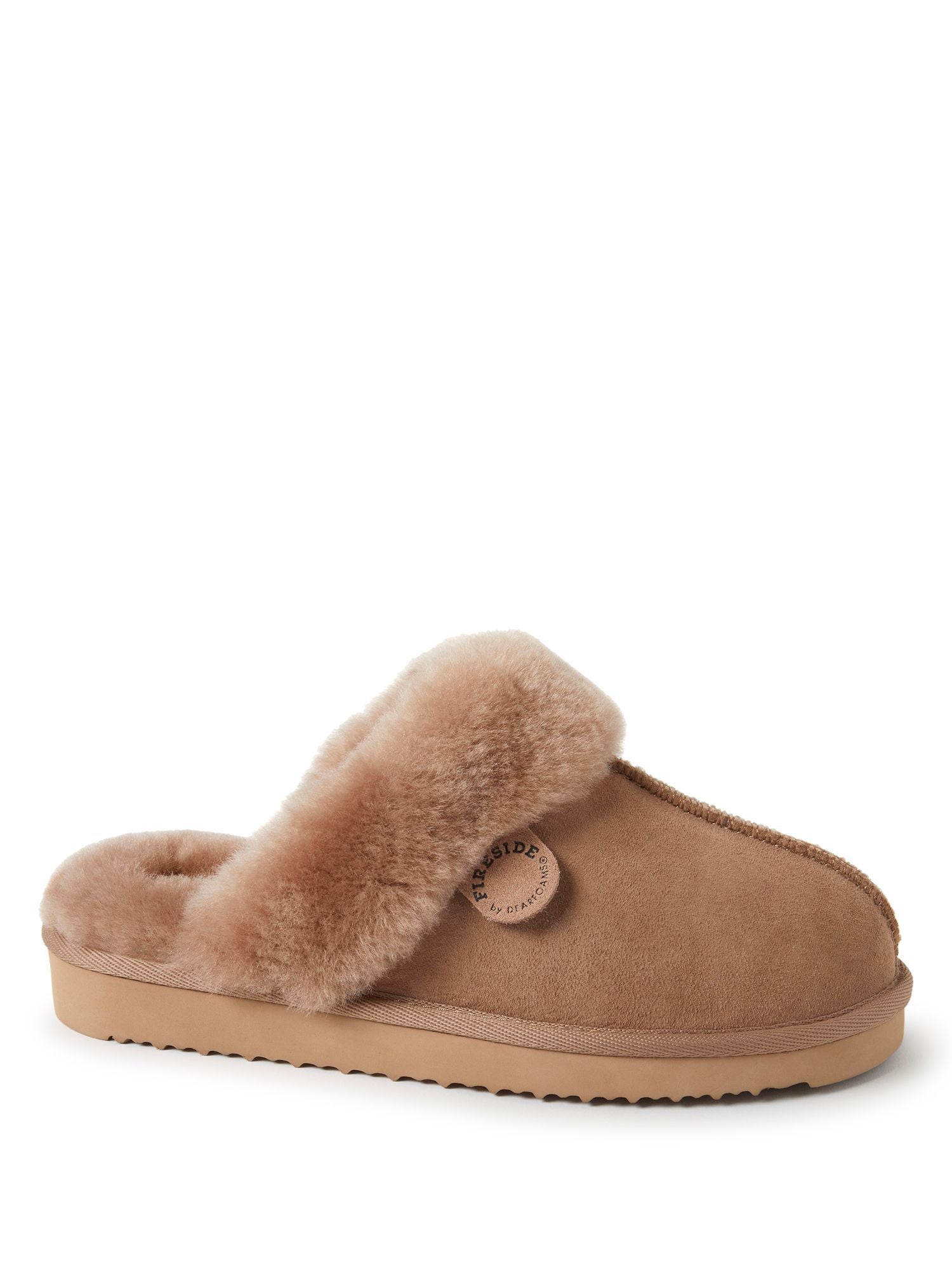  Dearfoams Fireside by Women's Sydney Shearling Fur Indoor/Outdoor Scuff Slipper - Black - Bonton