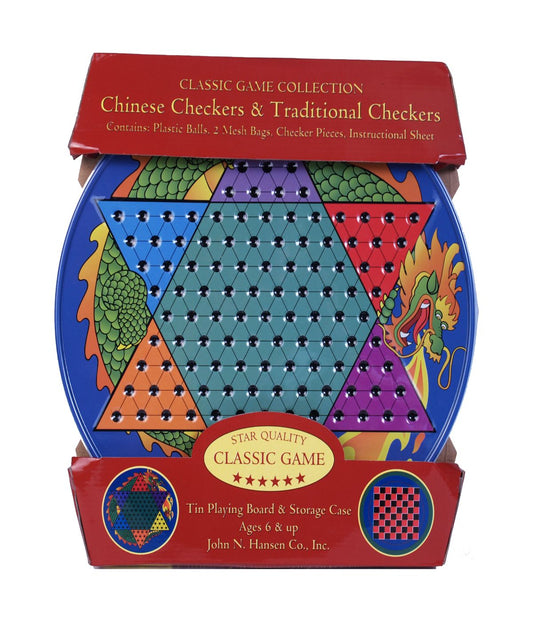 Chinese Checkers & Traditional Checkers Tin Multi