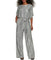 1Pc Dolman Sleeve Blouson Jumpsuit W/ Tie Sash Silver