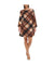 1Pc Puff Sleeve Trap Knit Melange Plaid Rust