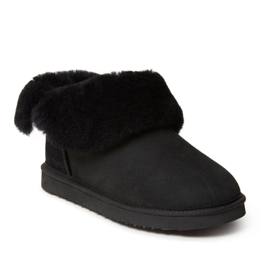 Fireside by Women's Shearling Water Resistant Indoor/Outdoor Foldover Boot Slipper