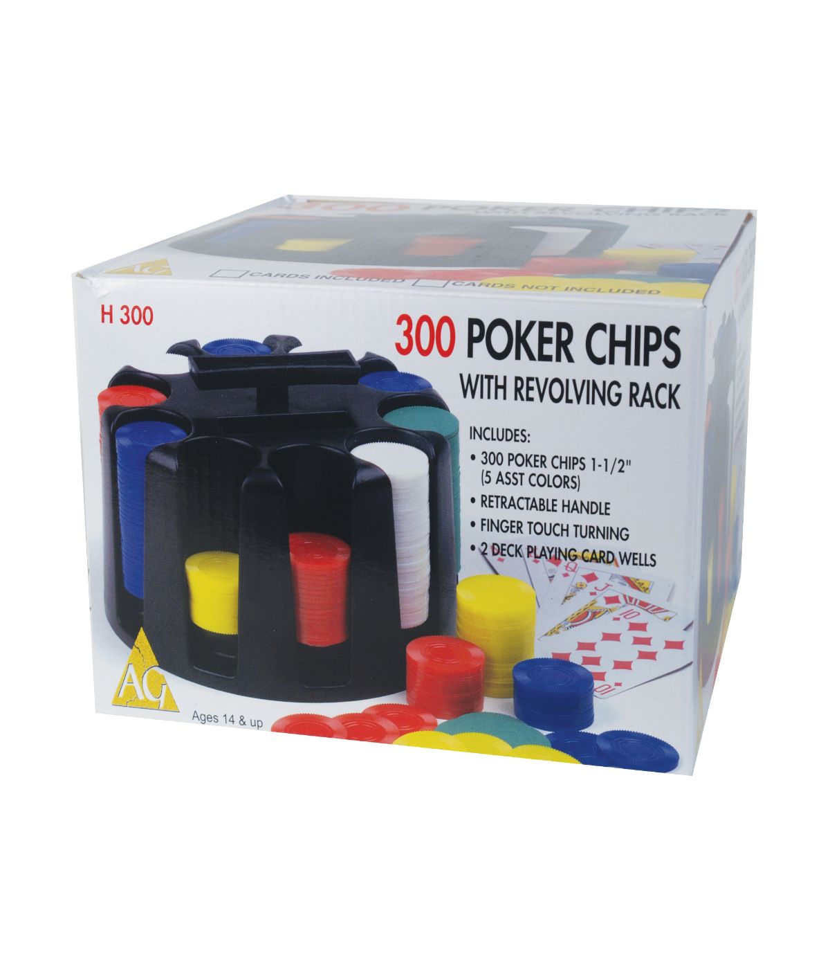  300 Poker Chips with Revolving Rack Multi - Multi - Bonton