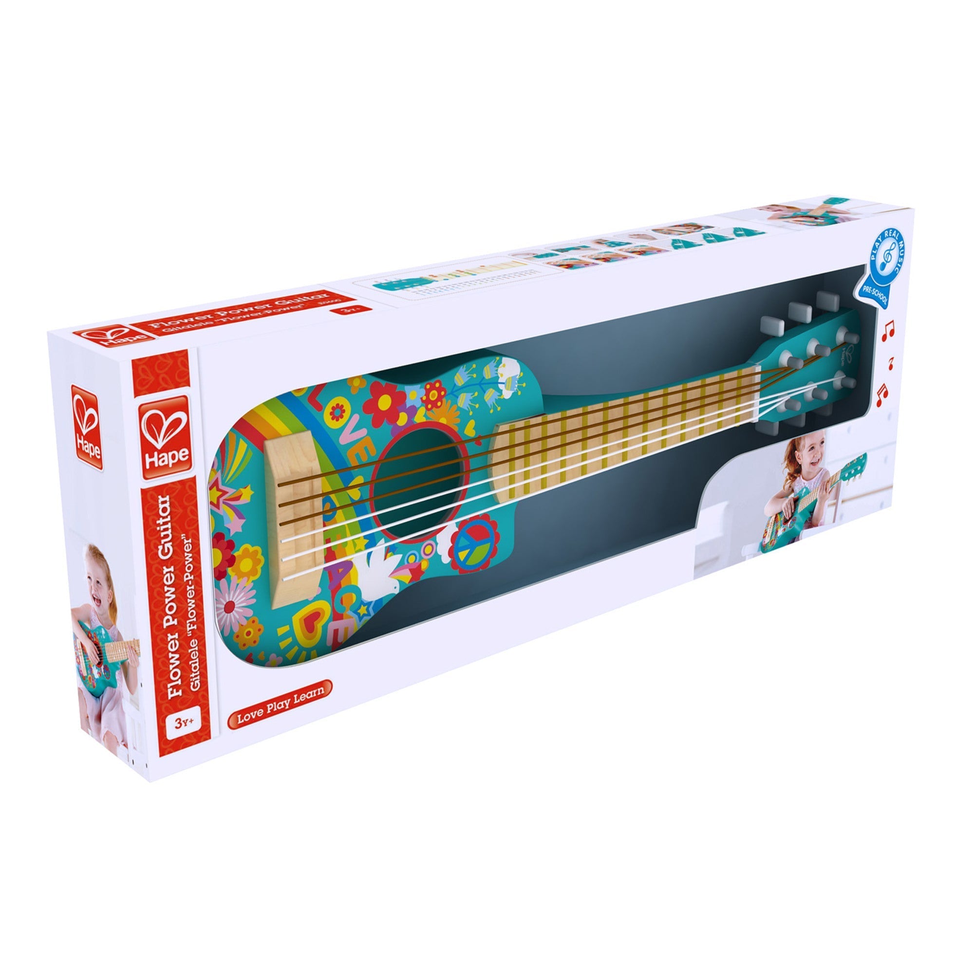 Hape First Flower Power 26" Musical Guitar in Turquoise