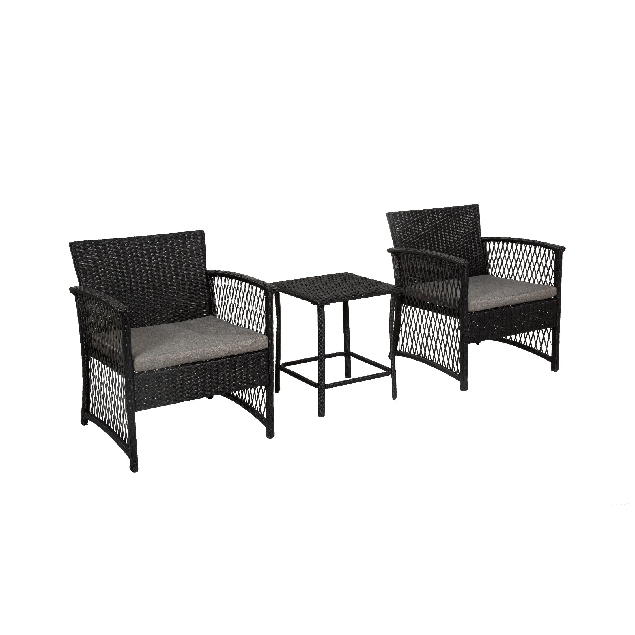  Westin Furniture 3-Piece Outdoor Patio Seating Conversation - Black/Beige - Bonton