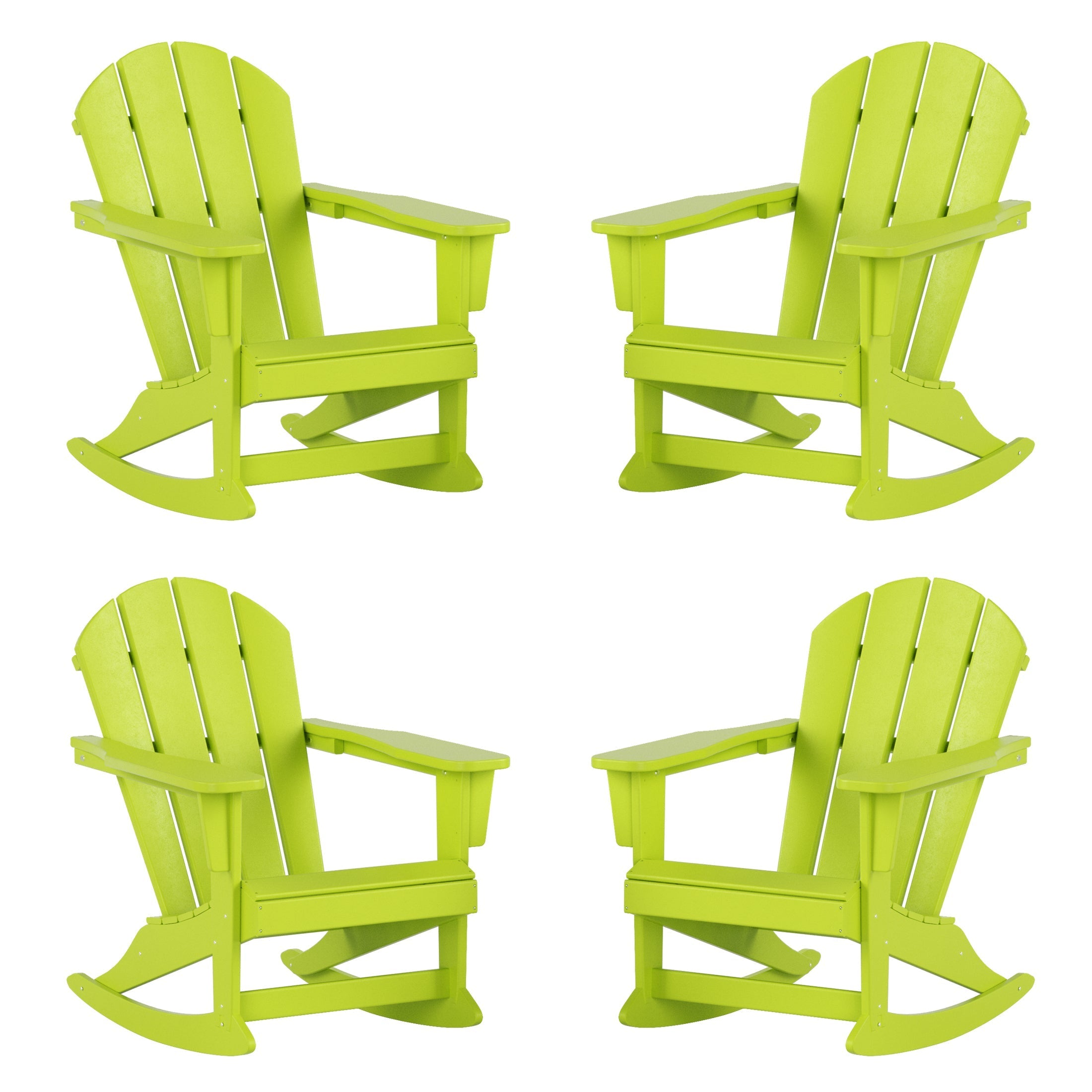  Westin Furniture Outdoor Rocking Poly Adirondack Chair, Set of 4 - Dark Green - Bonton