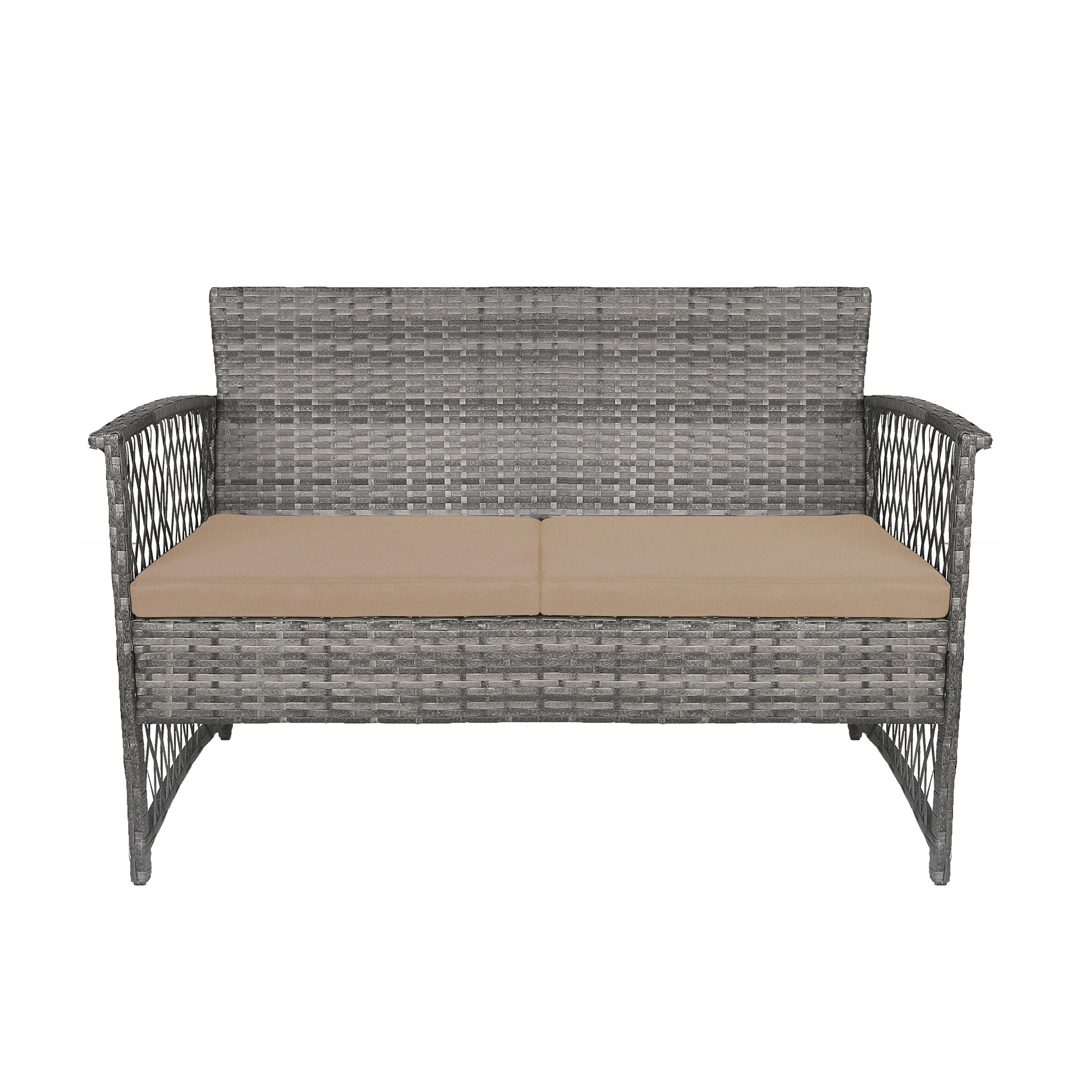  Westin Furniture 4-Piece Outdoor Patio Conversation Set - Black/Gray - Bonton