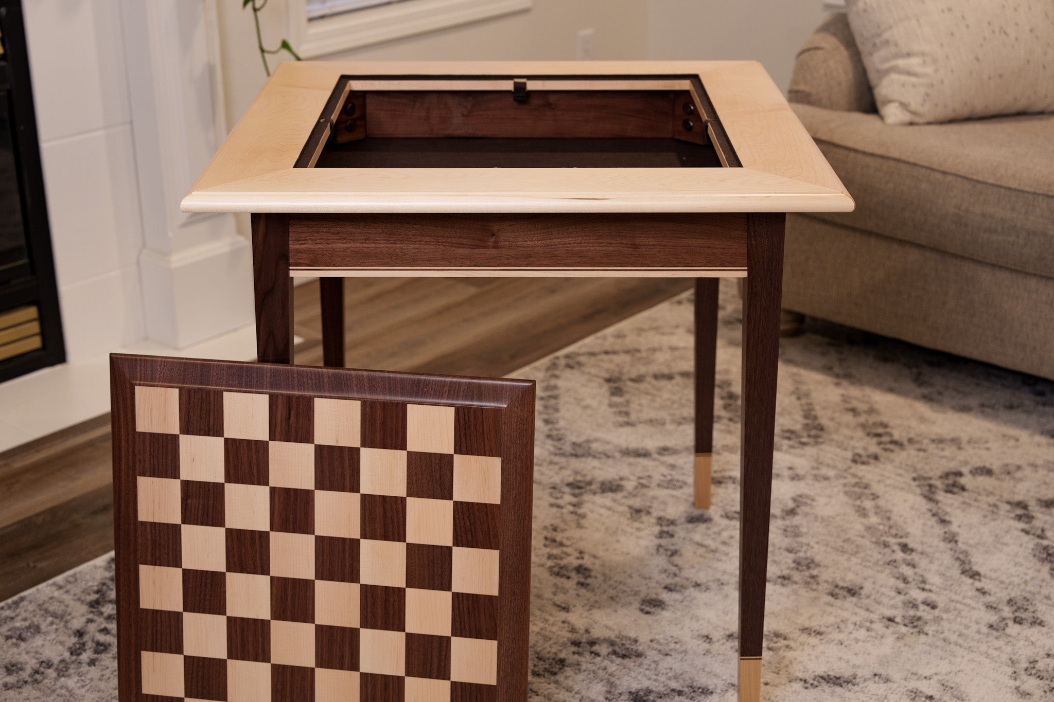  Chess House JLP Walnut Maple Premium Hardwood Chess Table by Chess House - Maple Edge - Bonton