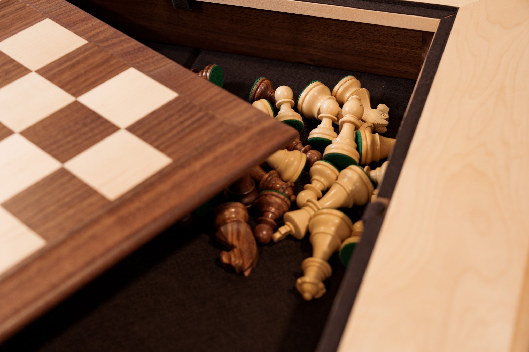  Chess House JLP Walnut Maple Premium Hardwood Chess Table by Chess House - Maple Edge - Bonton