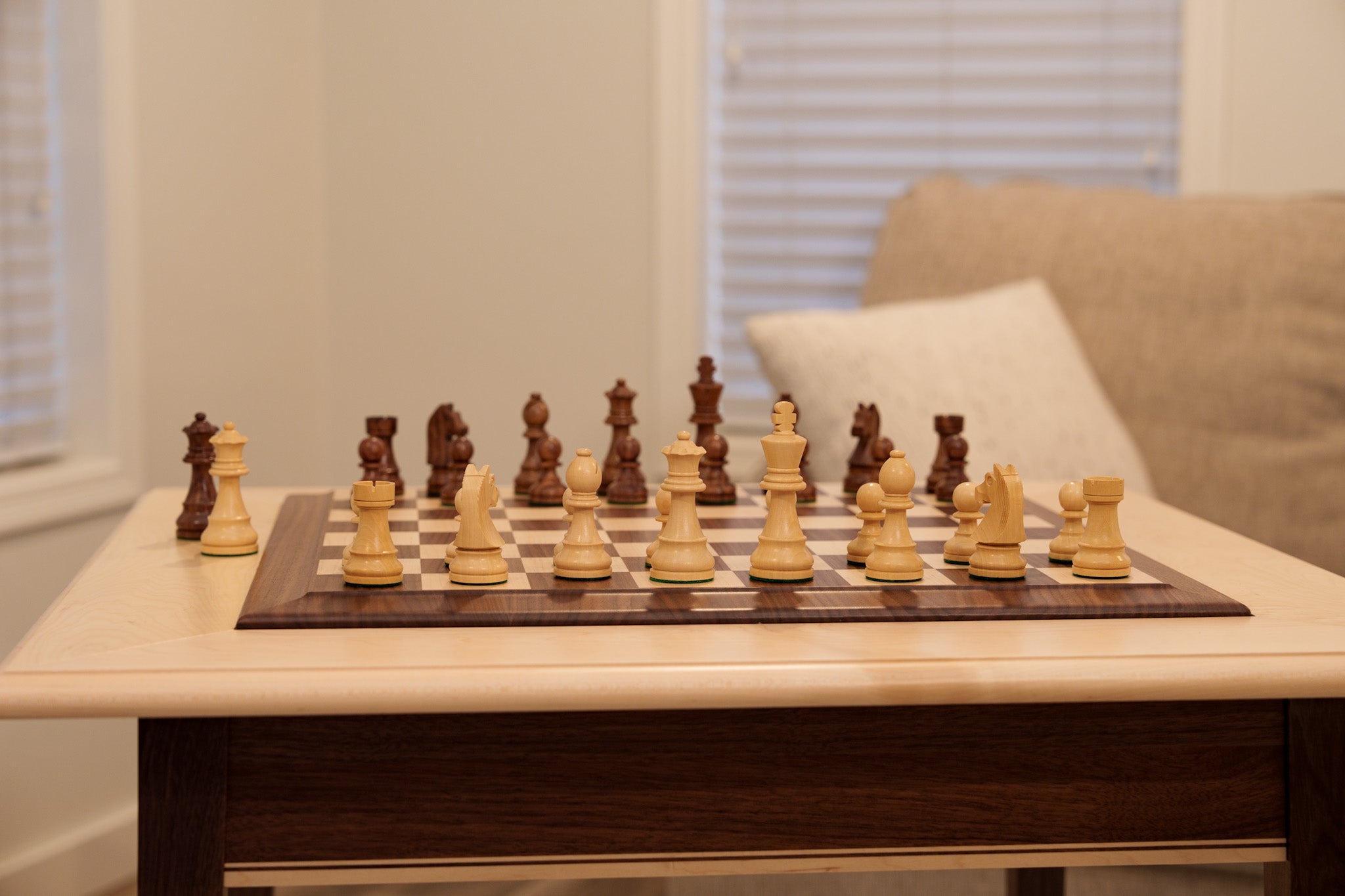  Chess House JLP Walnut Maple Premium Hardwood Chess Table by Chess House - Maple Edge - Bonton