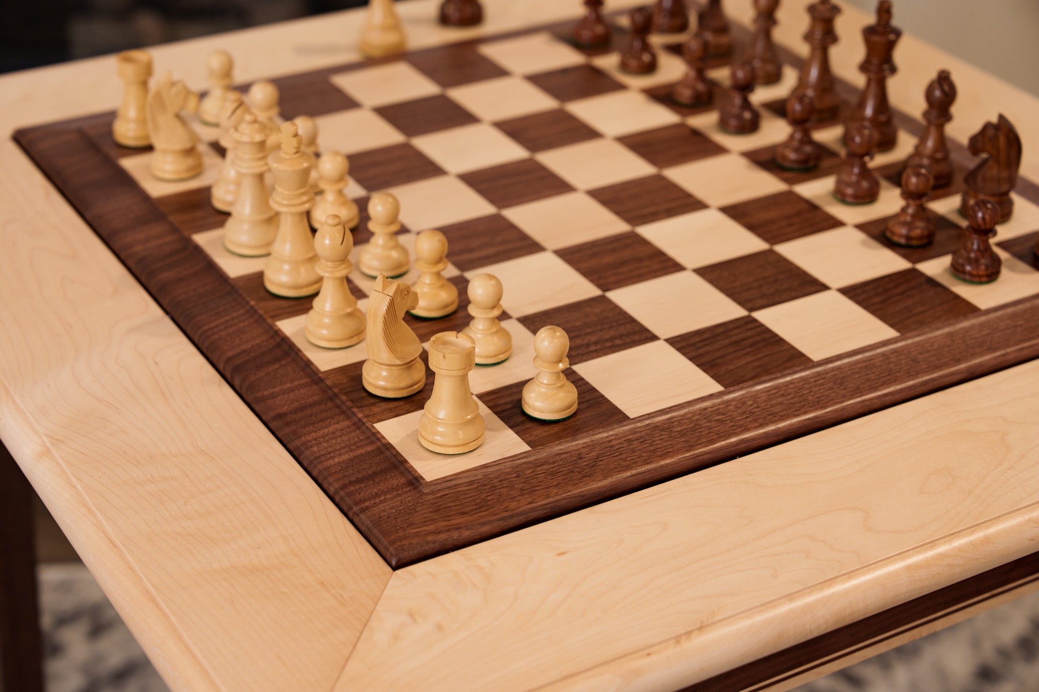  Chess House JLP Walnut Maple Premium Hardwood Chess Table by Chess House - Maple Edge - Bonton