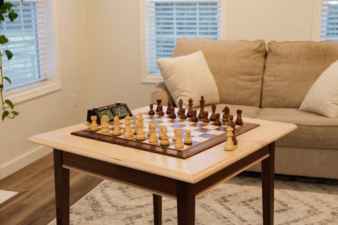 JLP Walnut Maple Premium Hardwood Chess Table - Table - Chess-House
