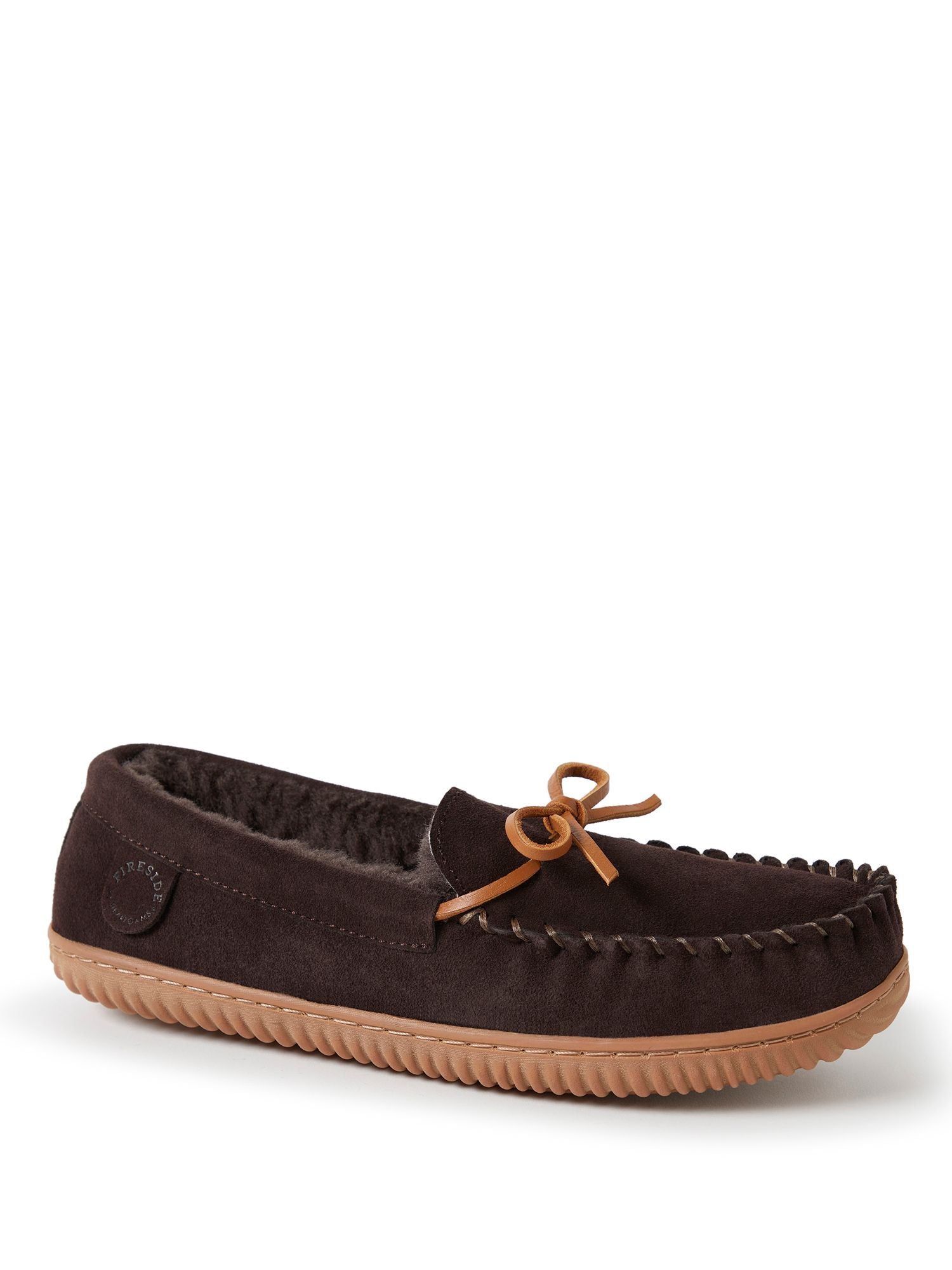  Dearfoams Fireside by Men's Nelson Bay Shearling Indoor/Outdoor Moccasin Slipper - Coffee - Bonton