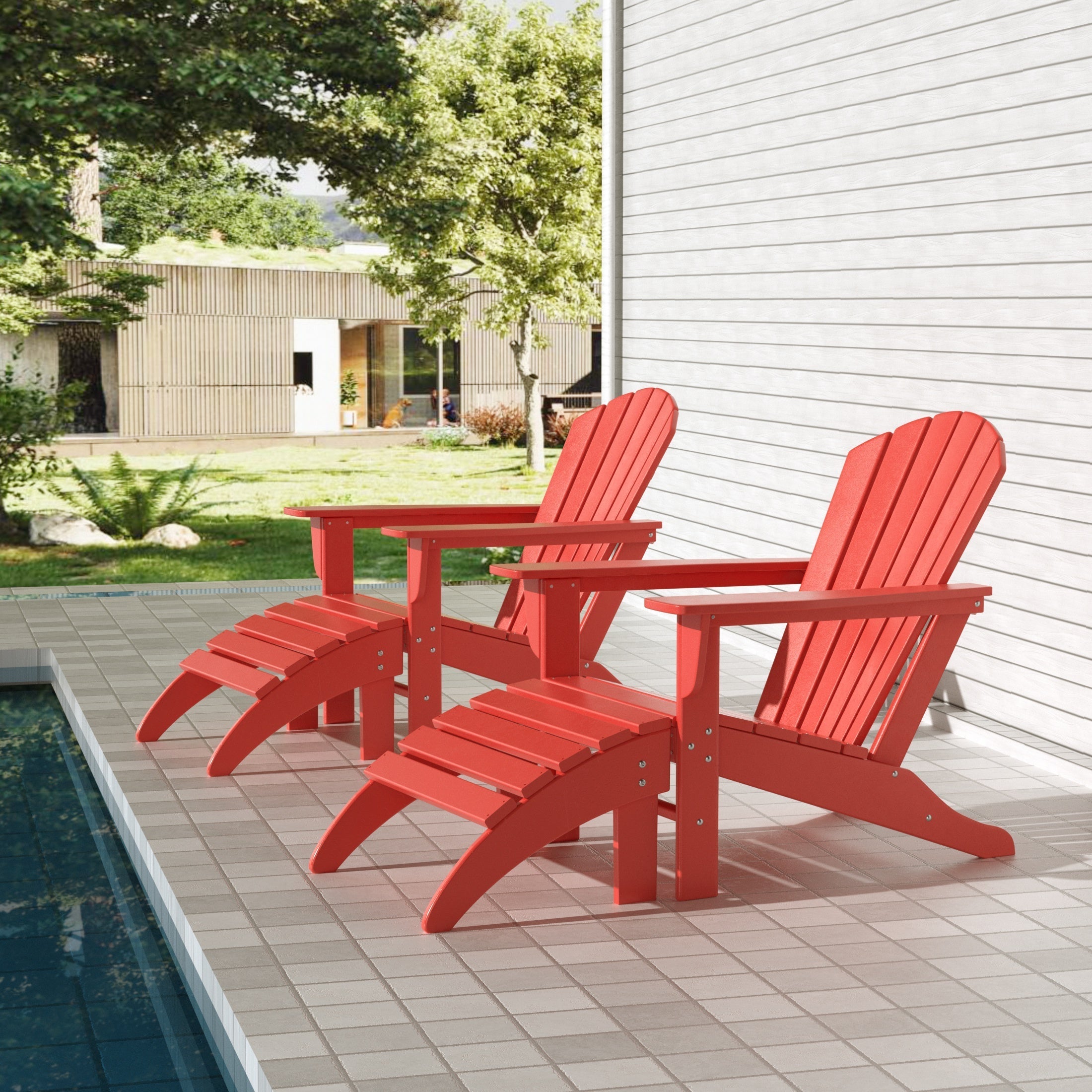  Westin Furniture Altura Outdoor Adirondack Chair With Ottoman 4-Piece Set - Lime - Bonton