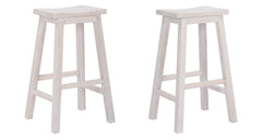 29" Solid Wood Saddle Bar Stool, Set of 2