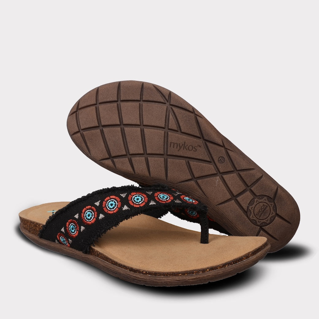  Mykos Jovie Women's Thong Sandal - Black - Bonton