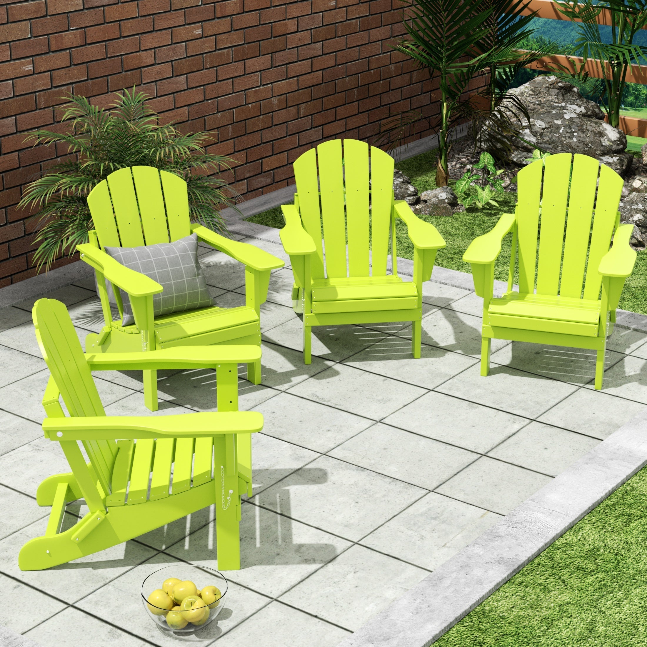  Westin Furniture Outdoor Patio Folding Adirondack Chair, Set of 4 - Turquoise - Bonton