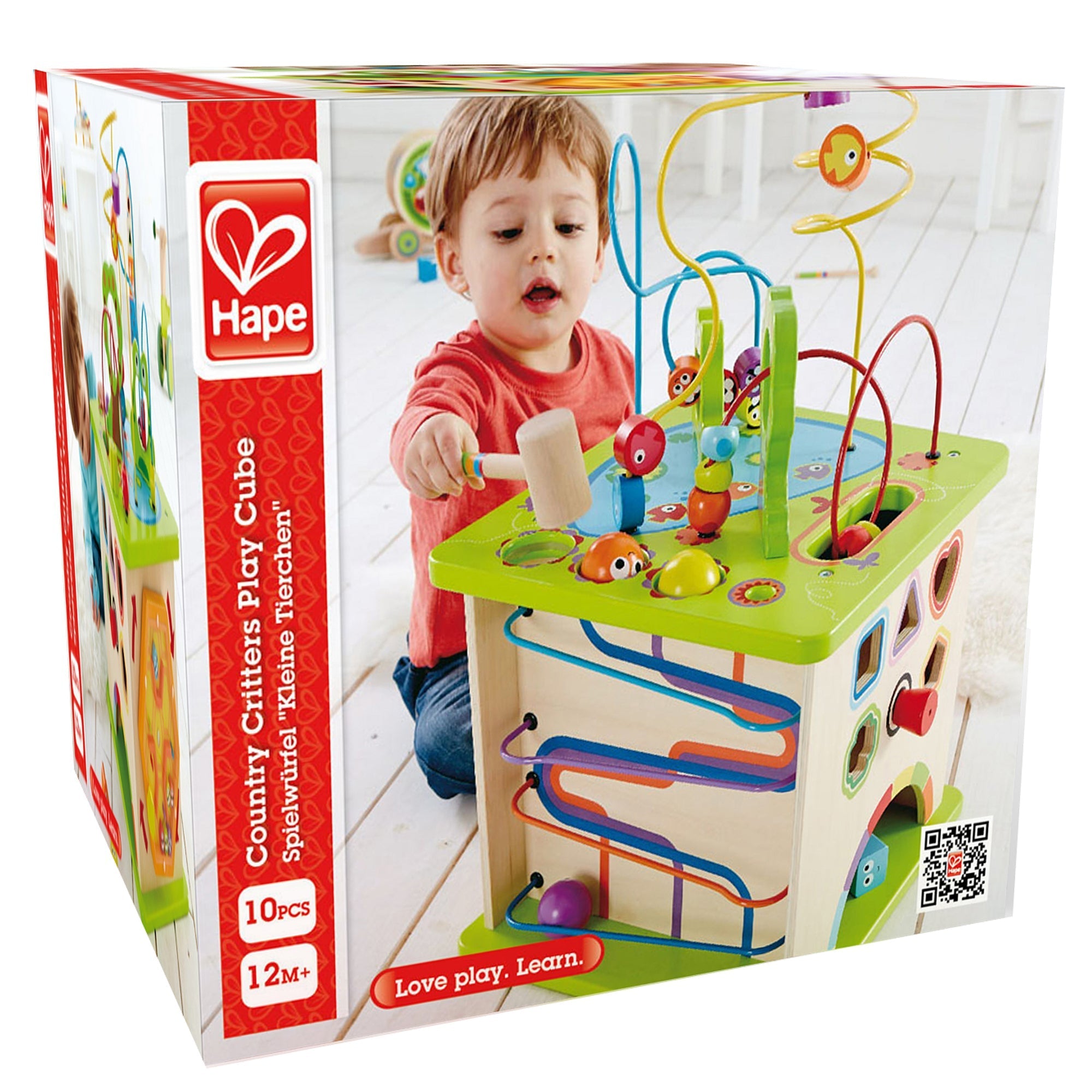  Hape Hape Country Critters 5-Sided Wooden Play Cube for Toddlers - Multi - Bonton