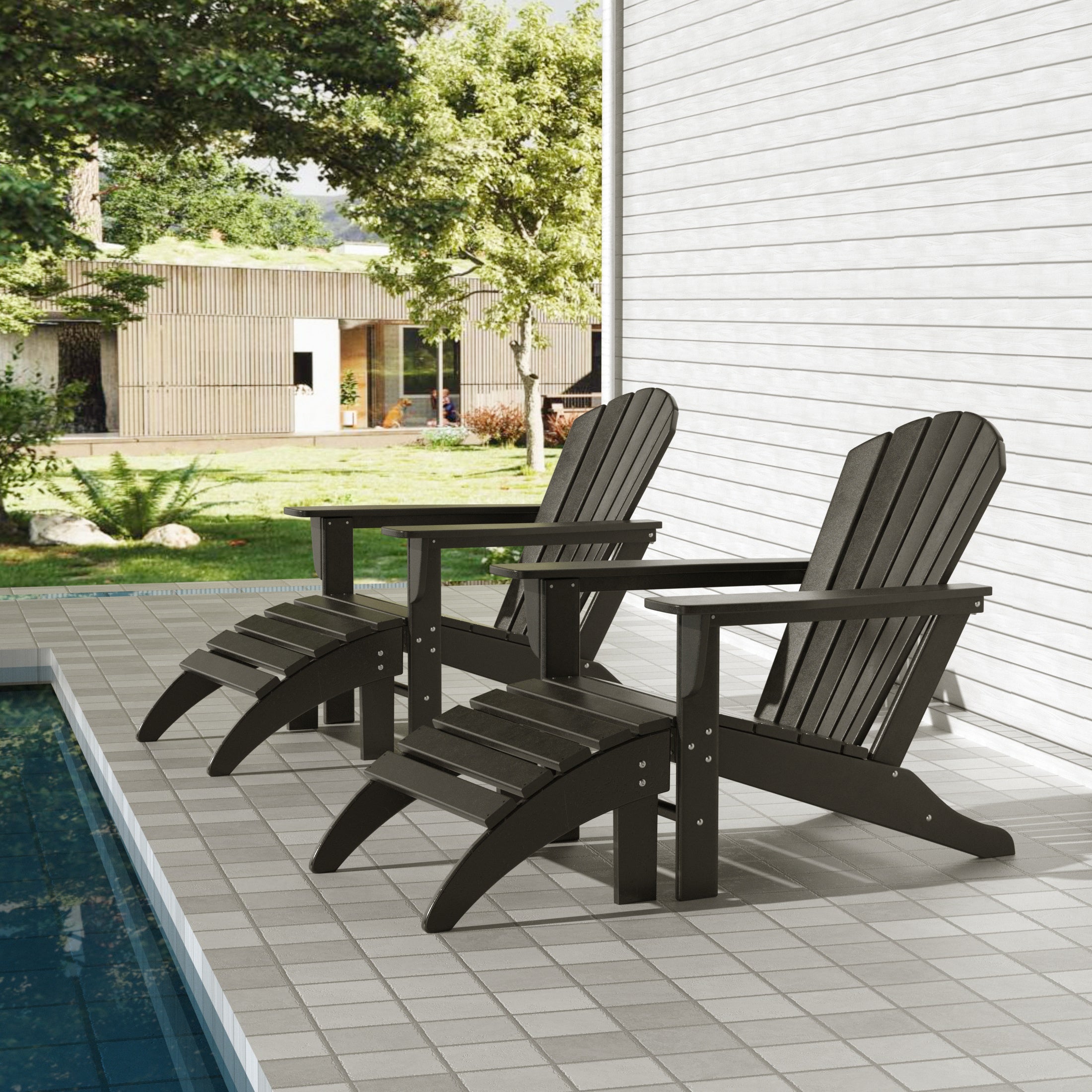  Westin Furniture Altura Outdoor Adirondack Chair With Ottoman 4-Piece Set - Red - Bonton