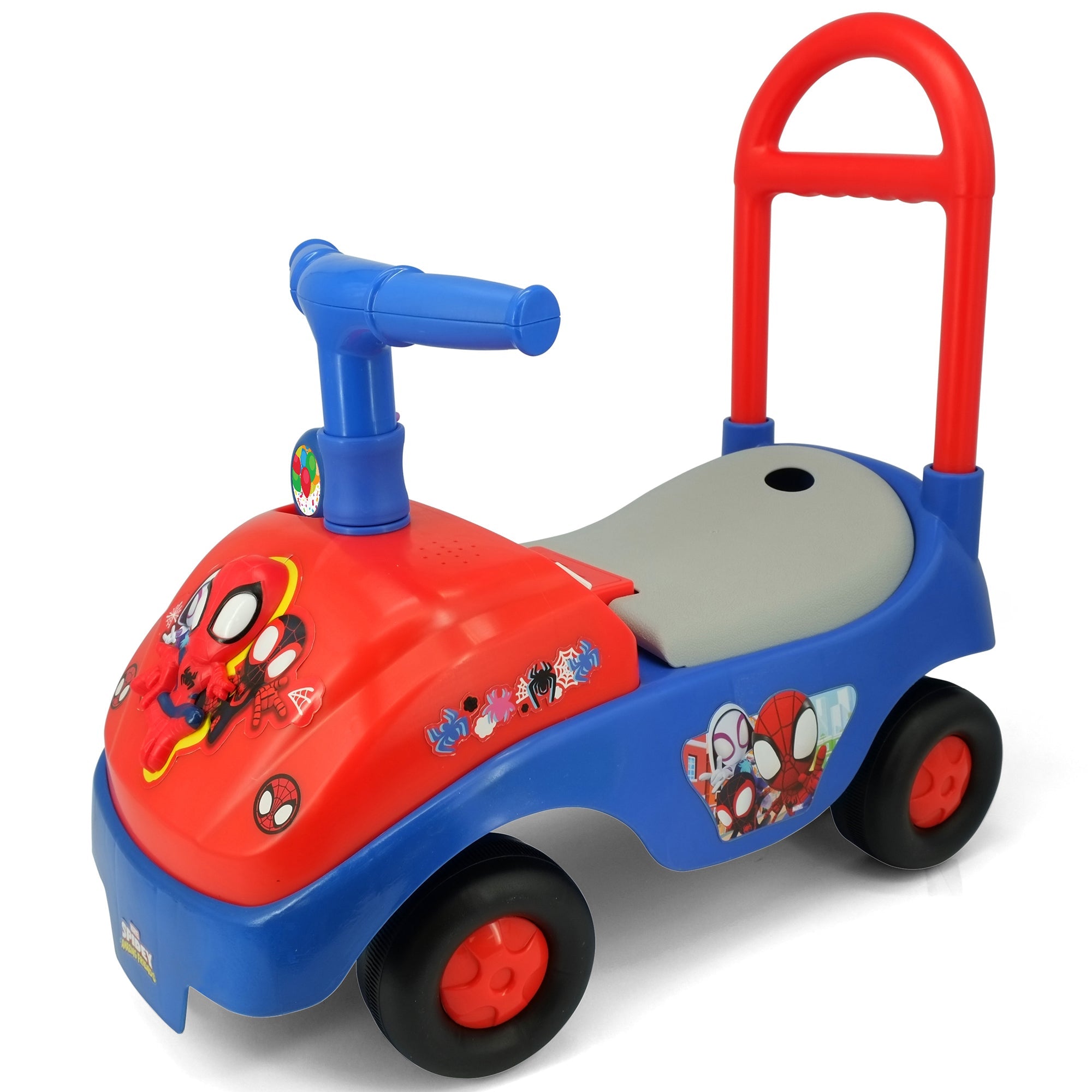  Kiddieland Kiddieland: Foldable Handle Ride-On - Spidey - Foot To Floor Vehicle, Spiderman, Interactive Dashboard & Sounds, Toy Phone, Toddlers & Kids 18-36mo - Multi - Bonton