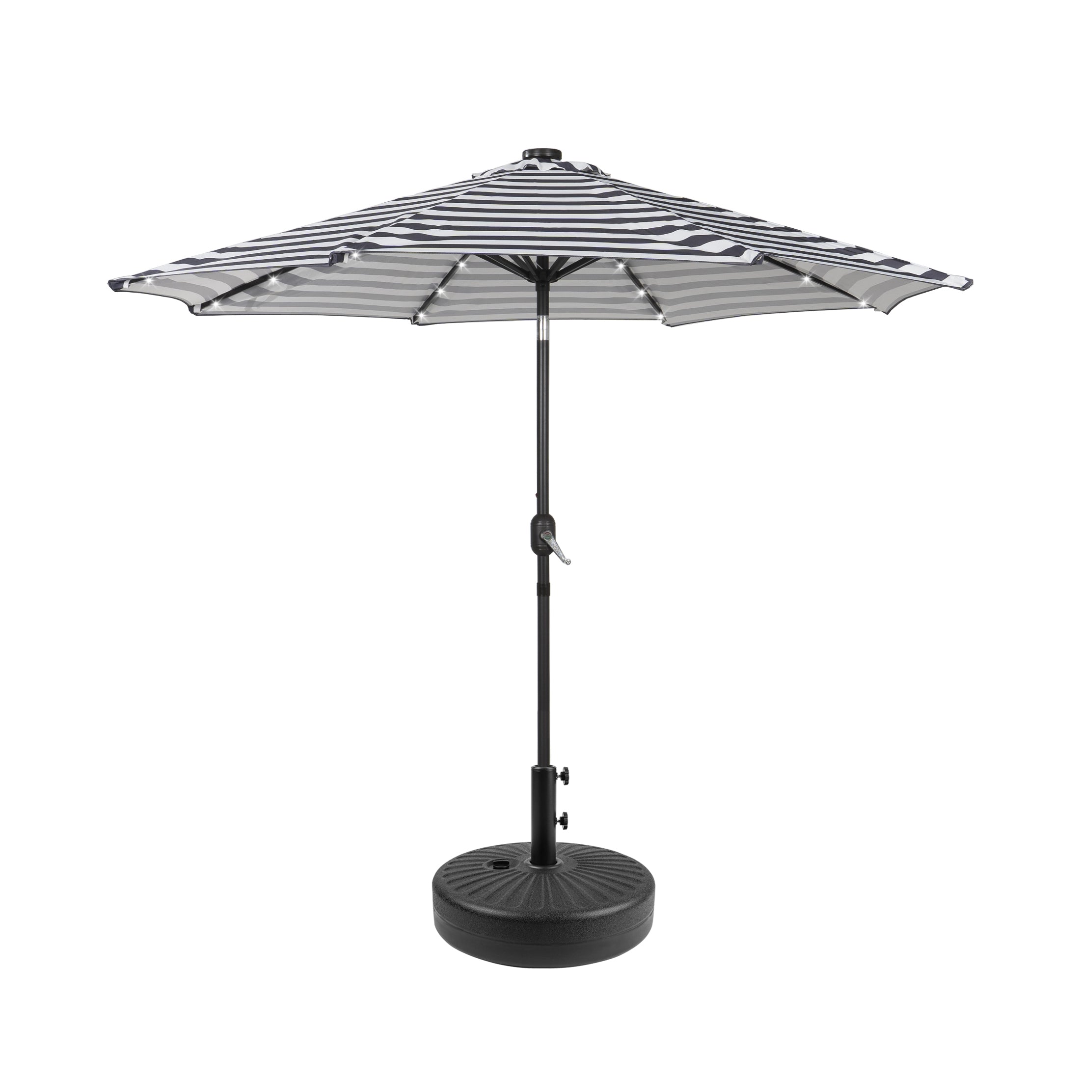  Westin Furniture 9 ft Outdoor Patio Solar LED Market Umbrella with Black Round Base - Beige - Bonton