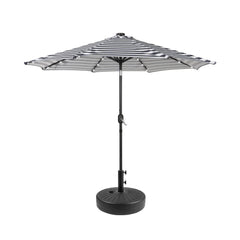 9 ft Outdoor Patio Solar LED Market Umbrella with Black Round Base