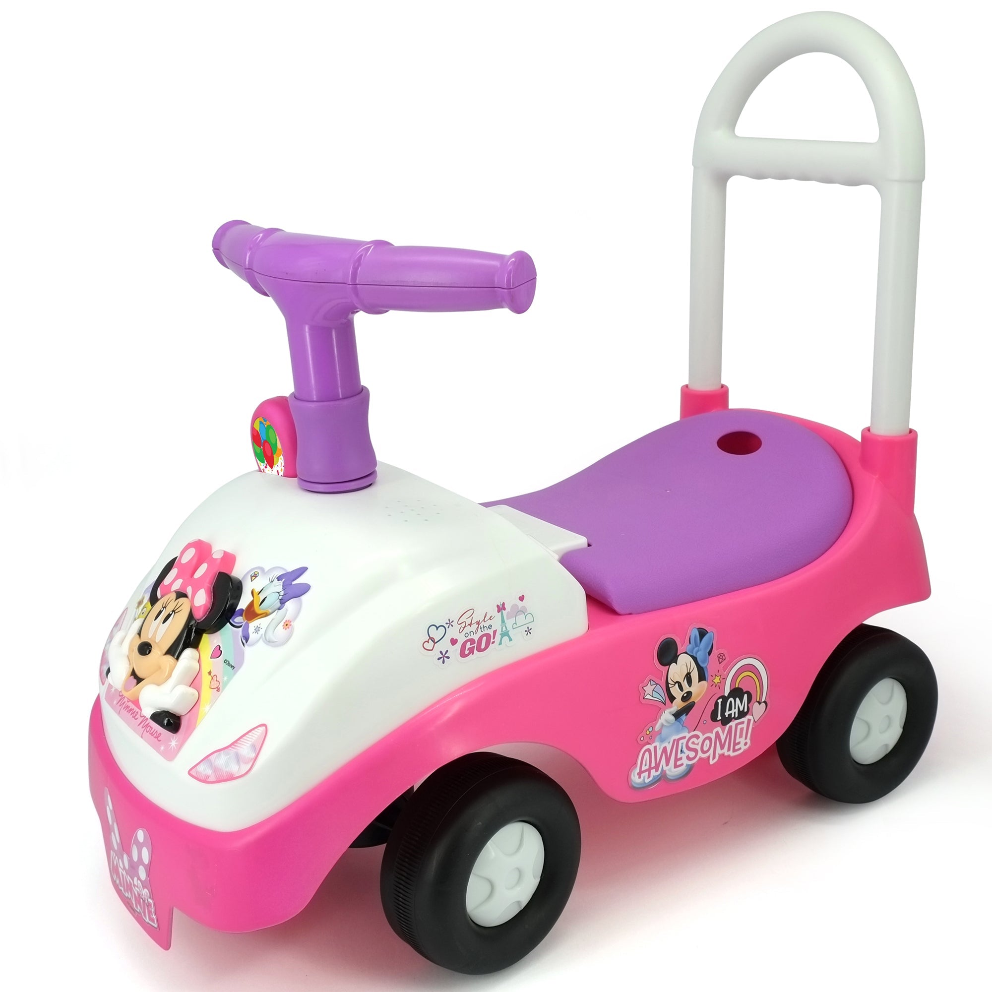  Kiddieland Kiddieland: Foldable Handle Ride-On - Minnie - Disney Foot To Floor Vehicle, Interactive Dashboard & Sounds, Toy Phone, Toddlers & Kids 18-36mo - Multi - Bonton