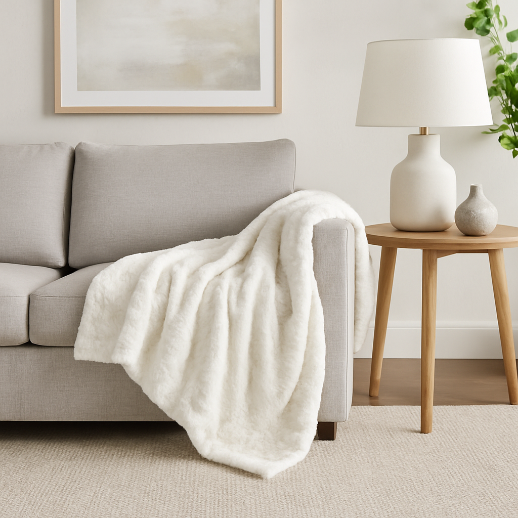  DaDa Bedding Collection DaDa Bedding Luxury White Roses Fluffy Soft Sherpa Backside Faux Fur Throw Blanket (K11) by DaDa Bedding Collection - 50