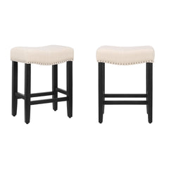 24" Upholstered Saddle Seat Set of 2 Counter Stool