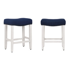 24" Upholstered Saddle Seat Set of 2 Counter Stool