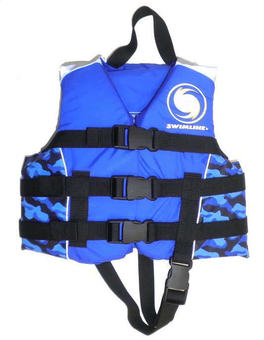 13.25" Blue and Black Swimming Pool Boys Camouflage Life Vest - Medium