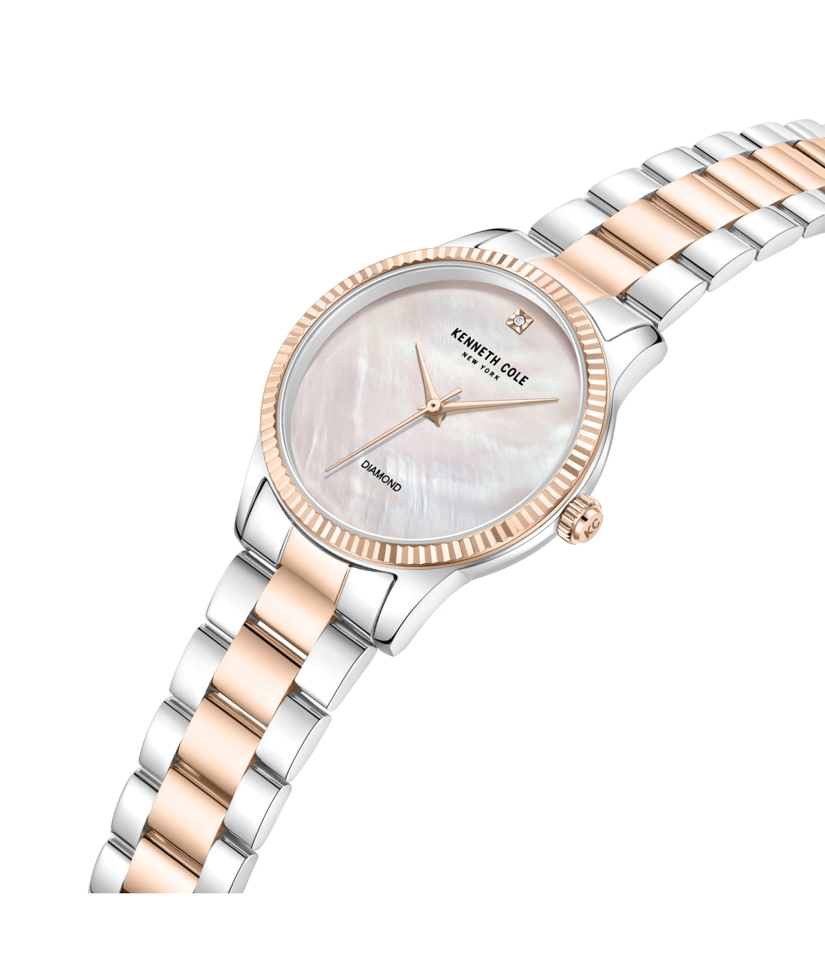 Kenneth Cole New York Diamond Dial Watch Silver & Rose Gold