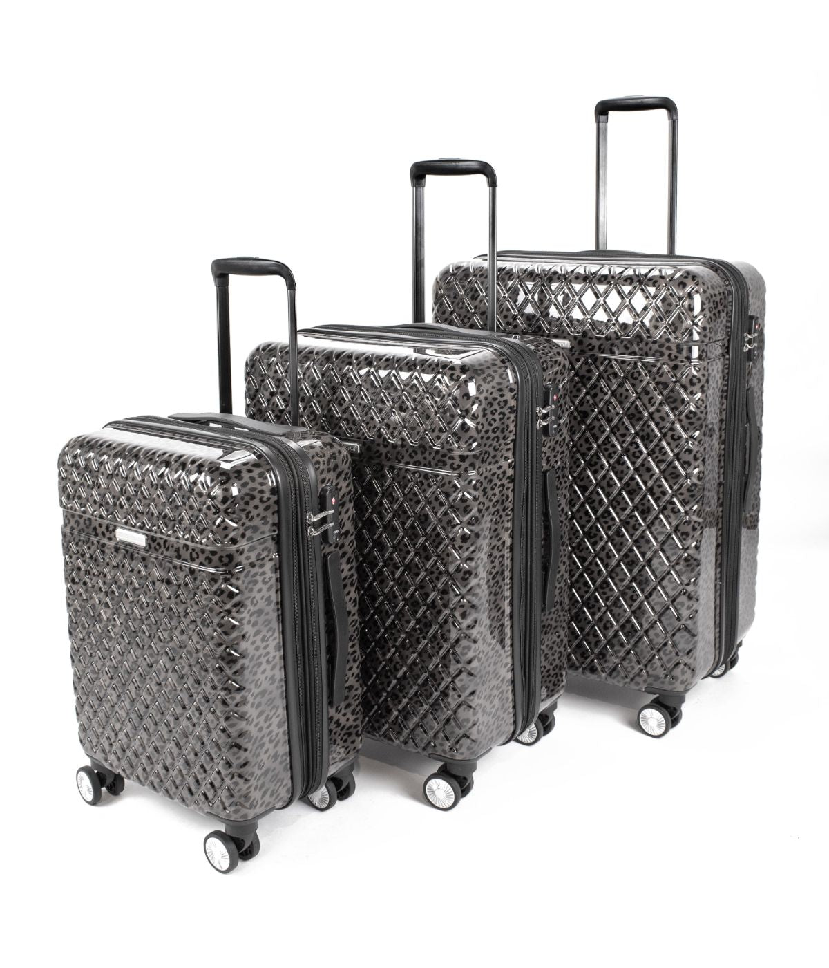  Kathy Ireland Yasmine 3-Piece Hardside Luggage Set - Black Leopard - Bonton