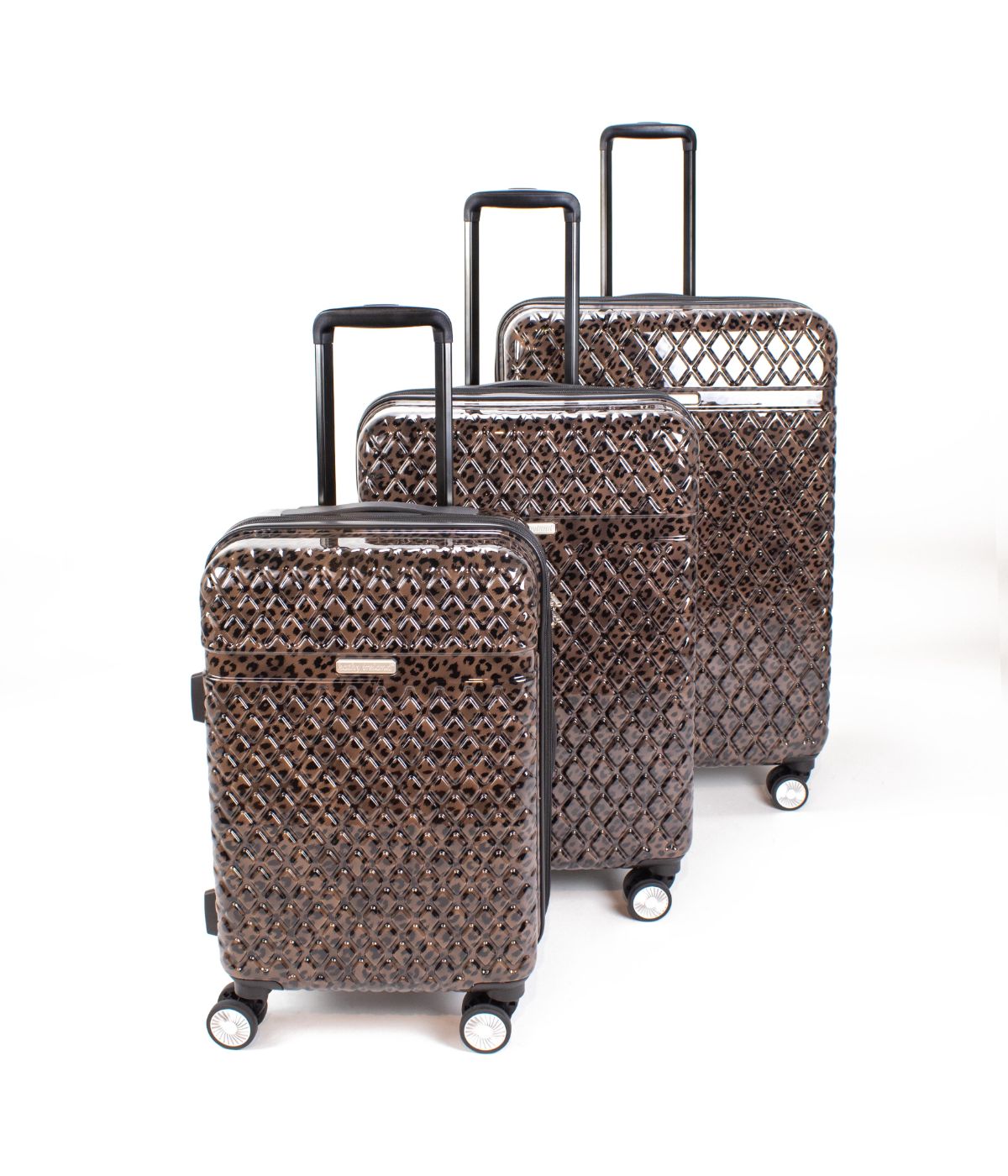  Kathy Ireland Yasmine 3-Piece Hardside Luggage Set - Brown Leopard - Bonton