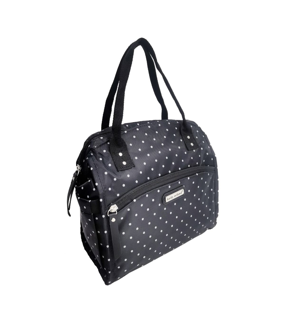  Kathy Ireland Leah Wide Mouth Lunch Tote - Black White Polka - Bonton