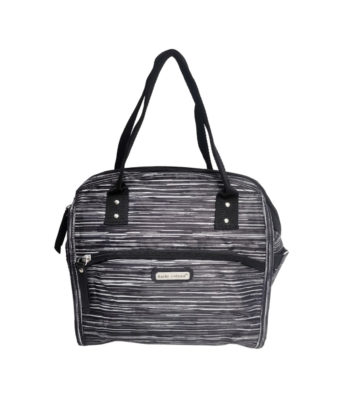  Kathy Ireland Leah Wide Mouth Lunch Tote - Black Multi Stripe - Bonton